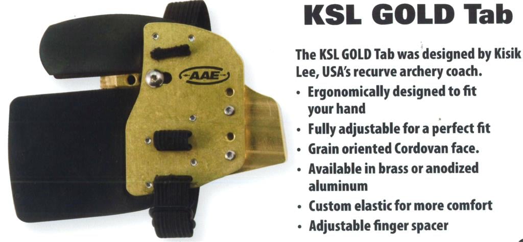 AAE OLYMPISCHES RECURVE TAB KSL GOLD CORDOVAN BRASS