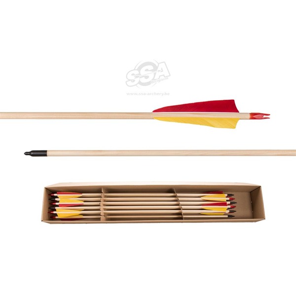 BUCKTRAIL WOODEN ARROW STANDARD /NOCK /STEEL 3D POINT 12/PK