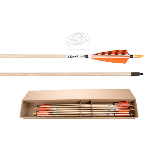 BUCKTRAIL WOODEN ARROW DELUXE /NOCK /STEEL 3D POINT 12/PK