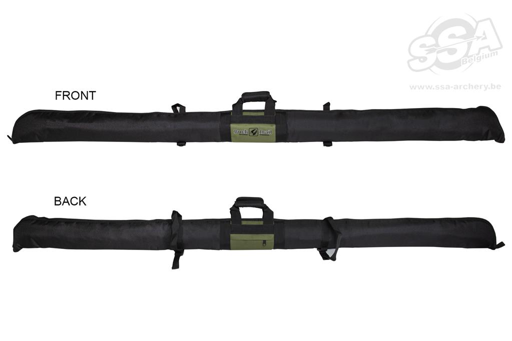 BUCK TRAIL TRADITIONELL SOFTCASE LANGBOGEN 183cm x 15cm SCHWARZ/GRÜN mit PFEILTUBE-RIEMEN