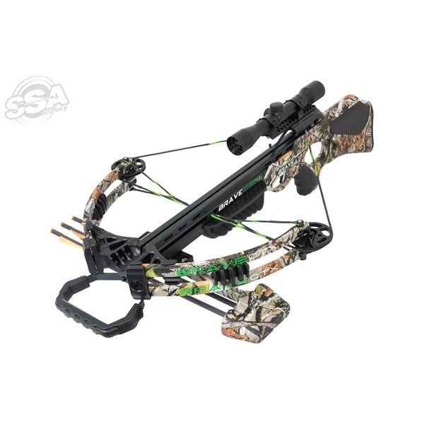 JUNXING BRAVE CAMO 360fps 165LBS 4x32mm MULTI-RETICLE SCOPE COMPOUND-ARMBRUST SET
