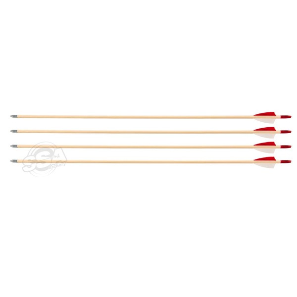 BUCKTRAIL HOLZPFEIL FICHTE KINDER 5/16 27" /FEDERN 2 1/4" /NOCKE /STAHLSPITZE 12/PK
