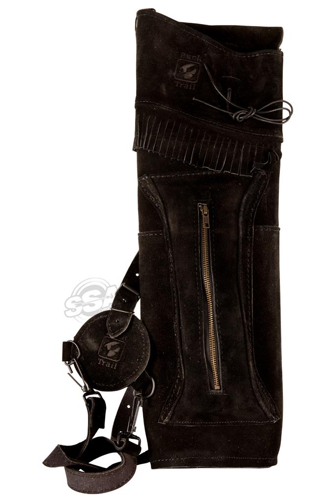 BUCKTRAIL TRADITIONELL RÜCKENKÖCHER CREEK SCHWARZ LH WILDLEDER MIT VORDERTASCHE