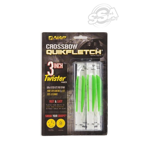 NAP VANES QUICKFLETCH ARMBRUST TWISTER 3" WEISS/GRÜN/GRÜN 6/PK
