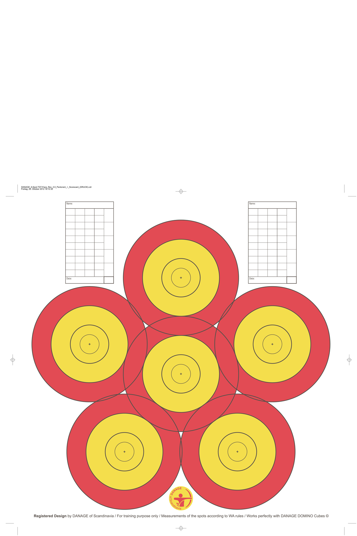 DANAGE PRACTICE FACES 40CM 6-SPOT REINFORCED PAPER 100PK