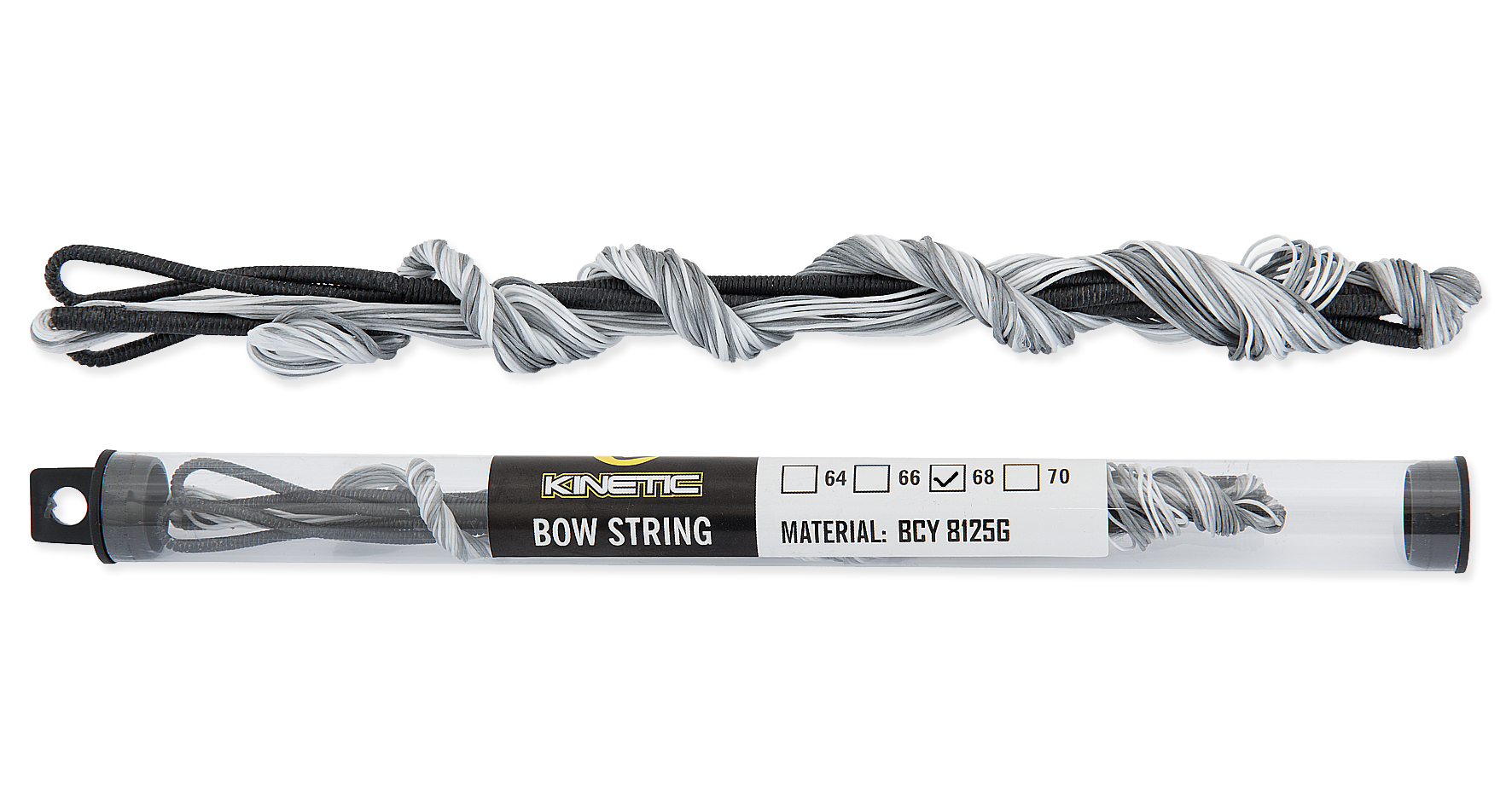 KINETIC RECURVE STRINGS 8125G 68/18 WHITE with BLACK 62X SERVING