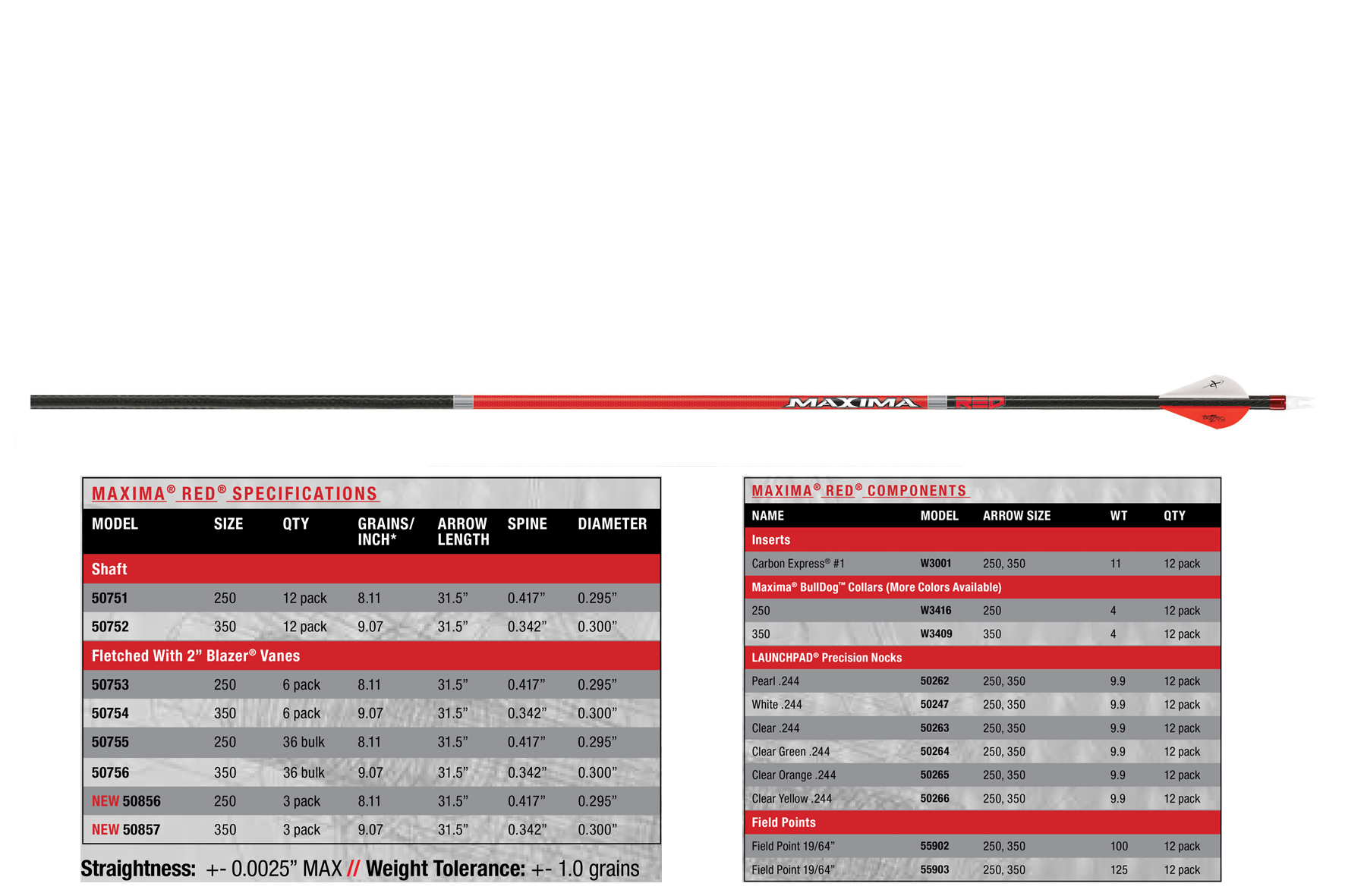 CARBONEXPRESS SCHAFT MAXIMA SERIES MAXIMA RED 400 12/PK