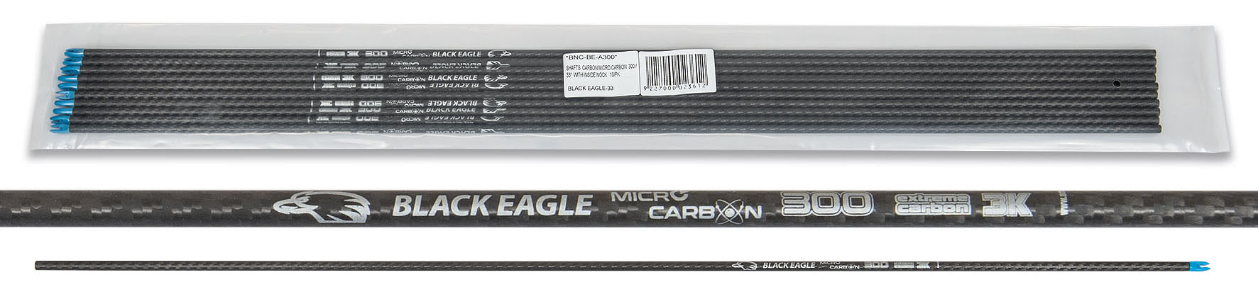 BLACKEAGLE SHAFTS MICRO CARBON / 33" WITH IN-NOCK 10/PK