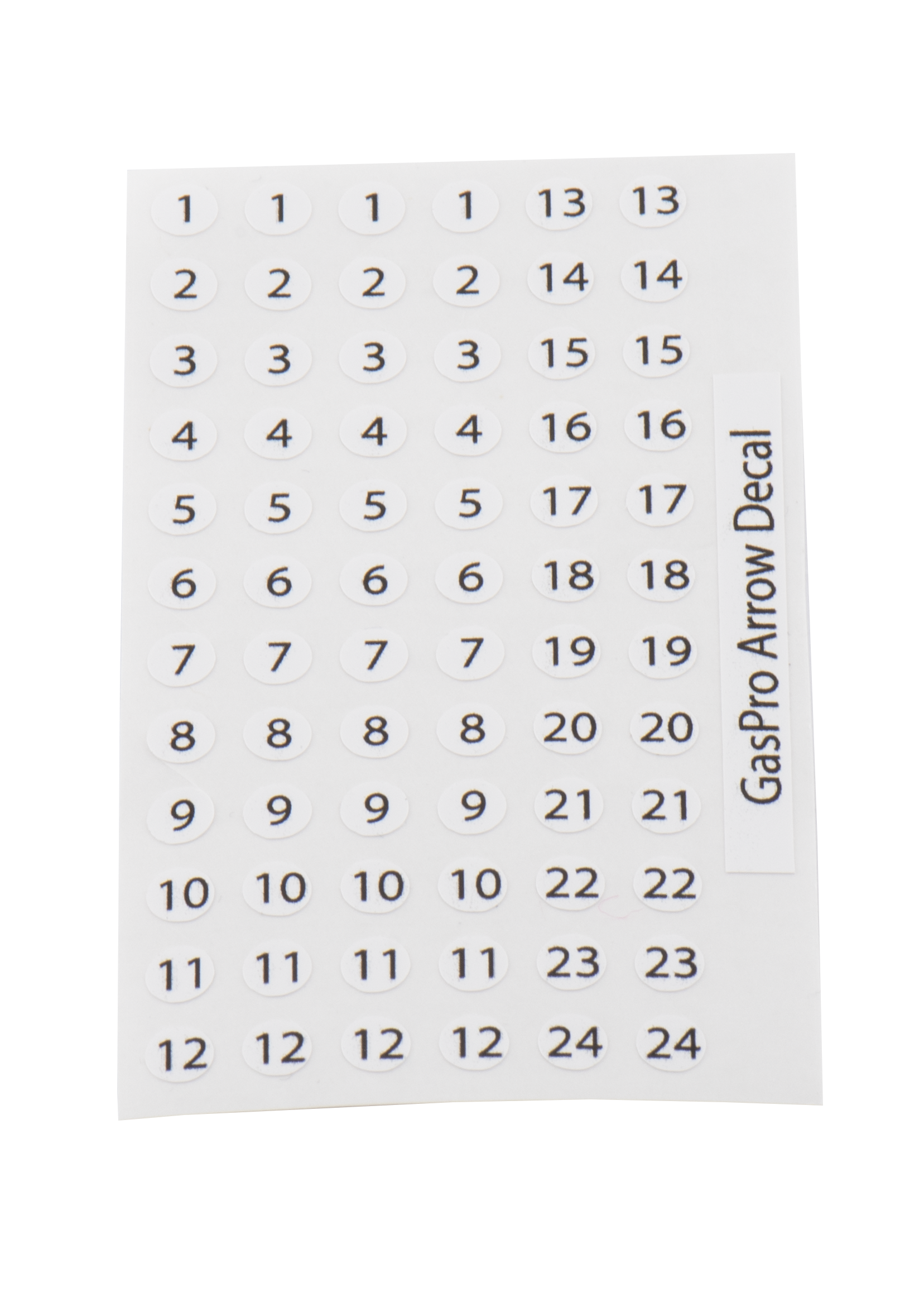 GAS PRO ARROW DECALS NUMBERS