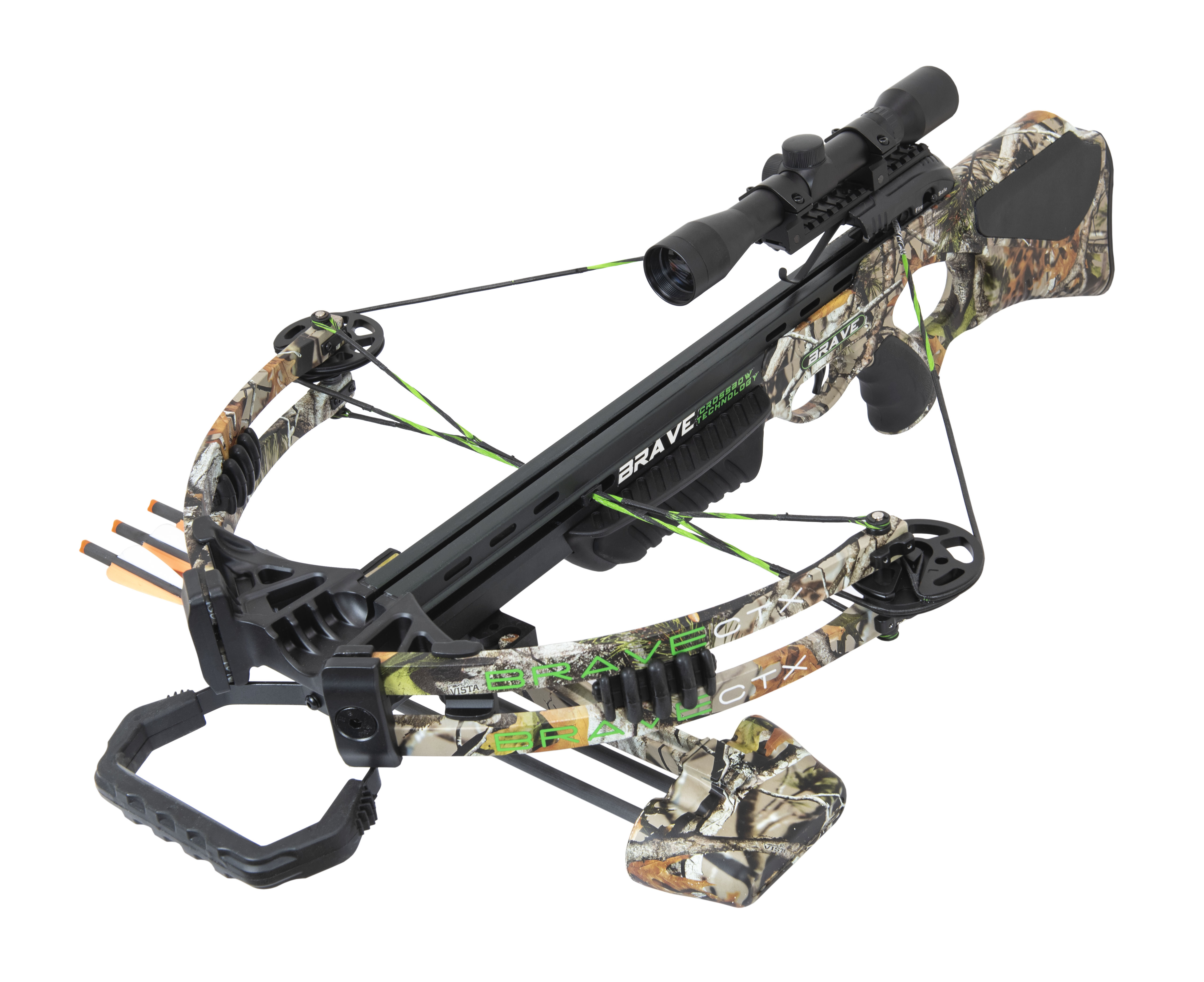 JUNXING BRAVE CAMO 360fps 165LBS 4x32mm MULTI-RETICLE SCOPE COMPOUND CROSSBOW SET