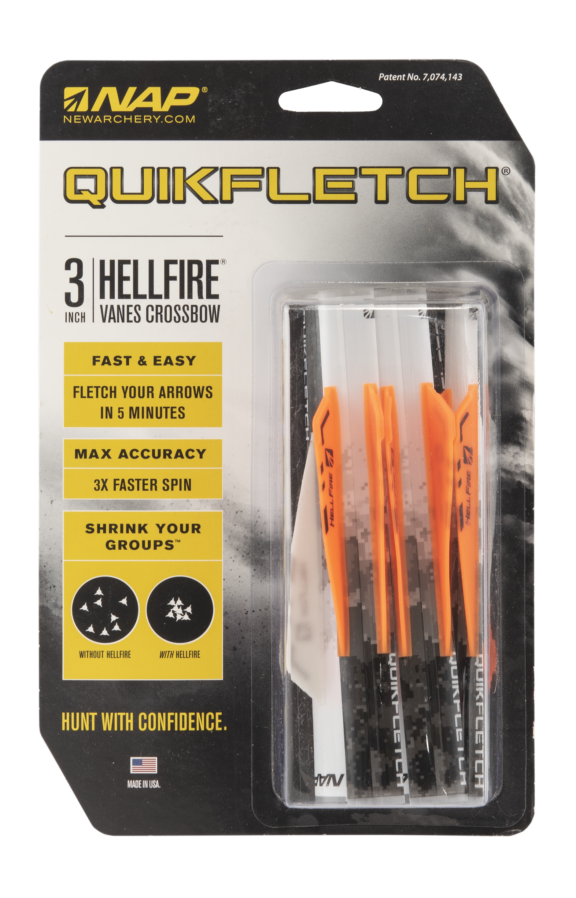 NAP VANES X-BOW QUICKFLETCH HELLFIRE 3" 6/PK