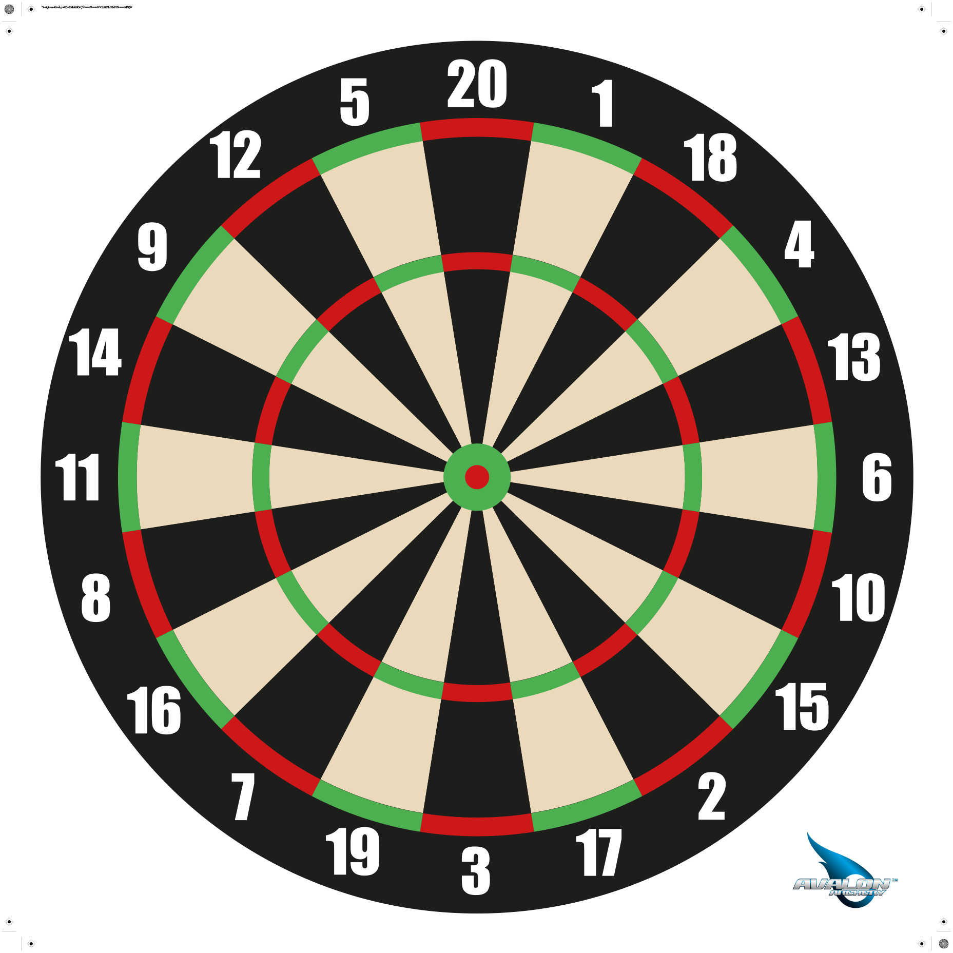 AVALON DARTSCHEIBE ZIEL 60cm VERSTÄRKTES PAPIER 25/PK