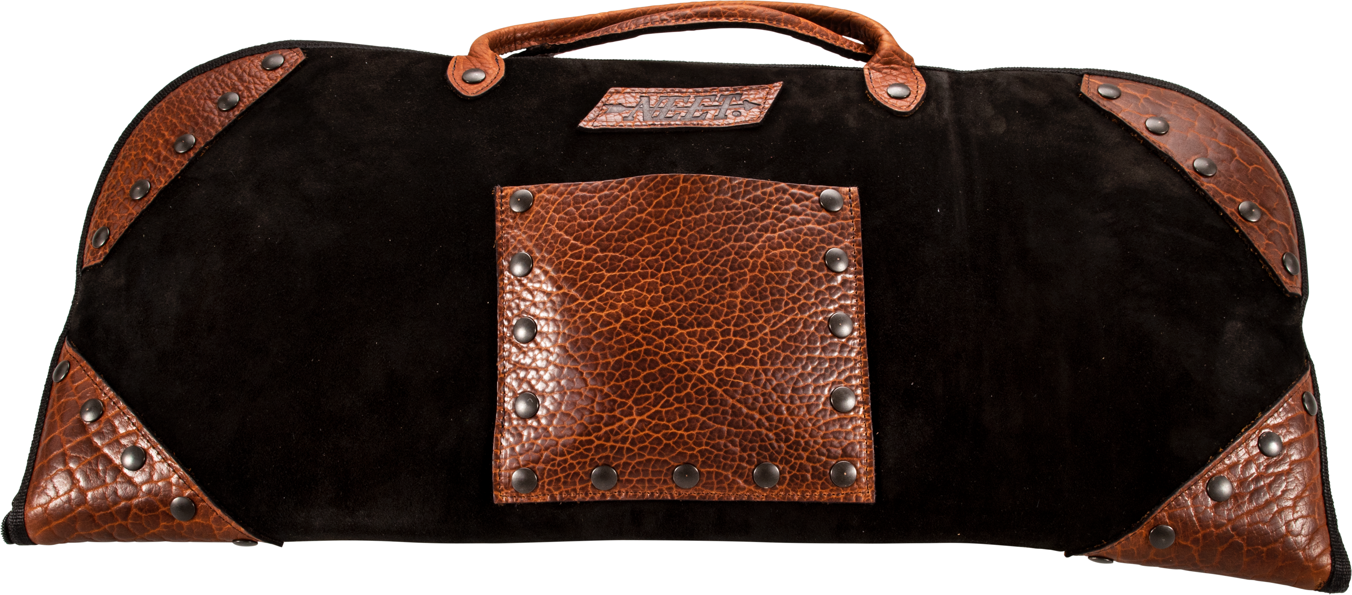 NEET TRADITIONELLER RECURVE TAKE-DOWN SOFT CASE TD-8 SCHWARZ WILDLEDER MIT BISON