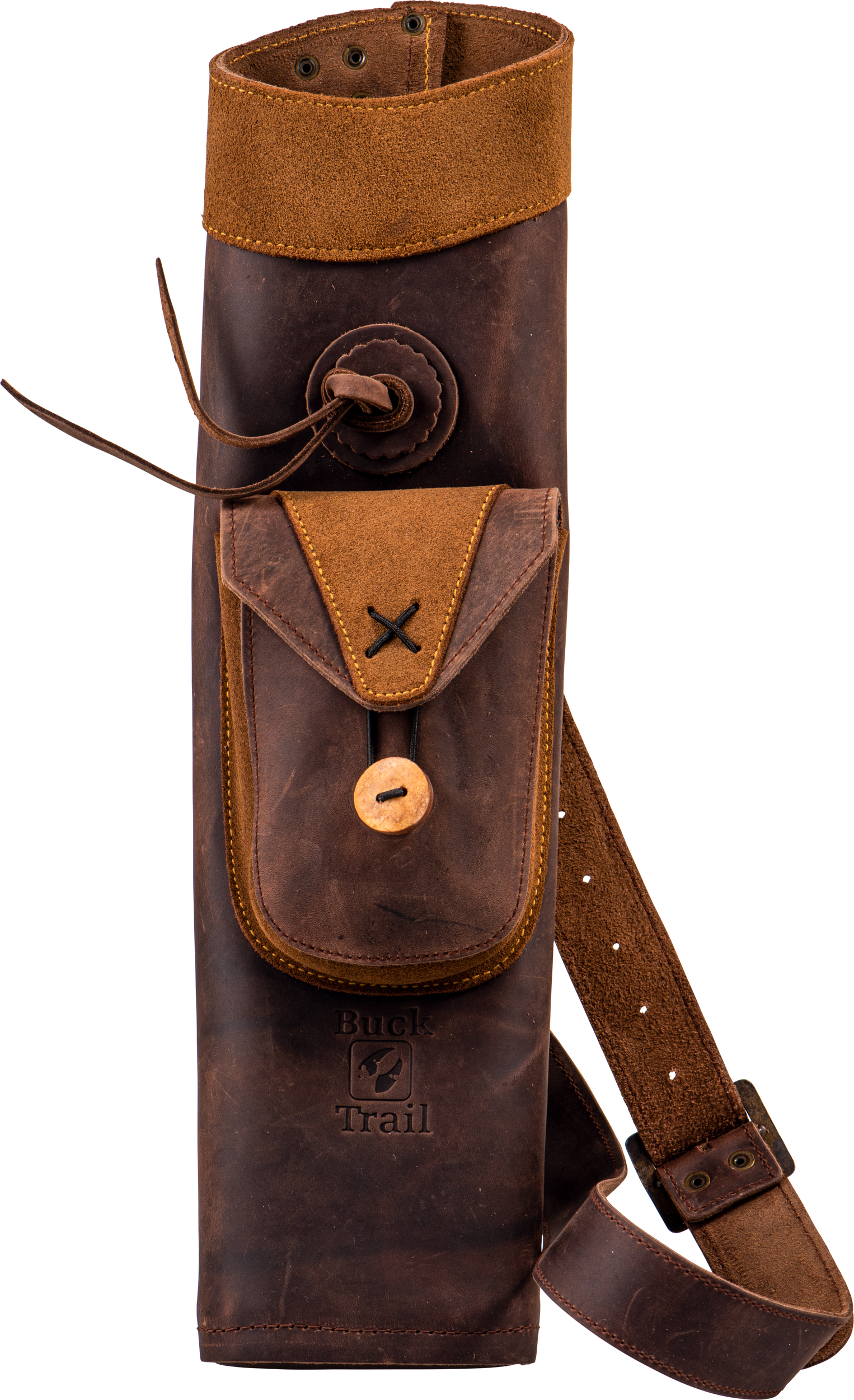 BUCK TRAIL TRADITIONELLER RÜCKENKÖCHER MONTAUK RH 45CM LEDER BRAUN