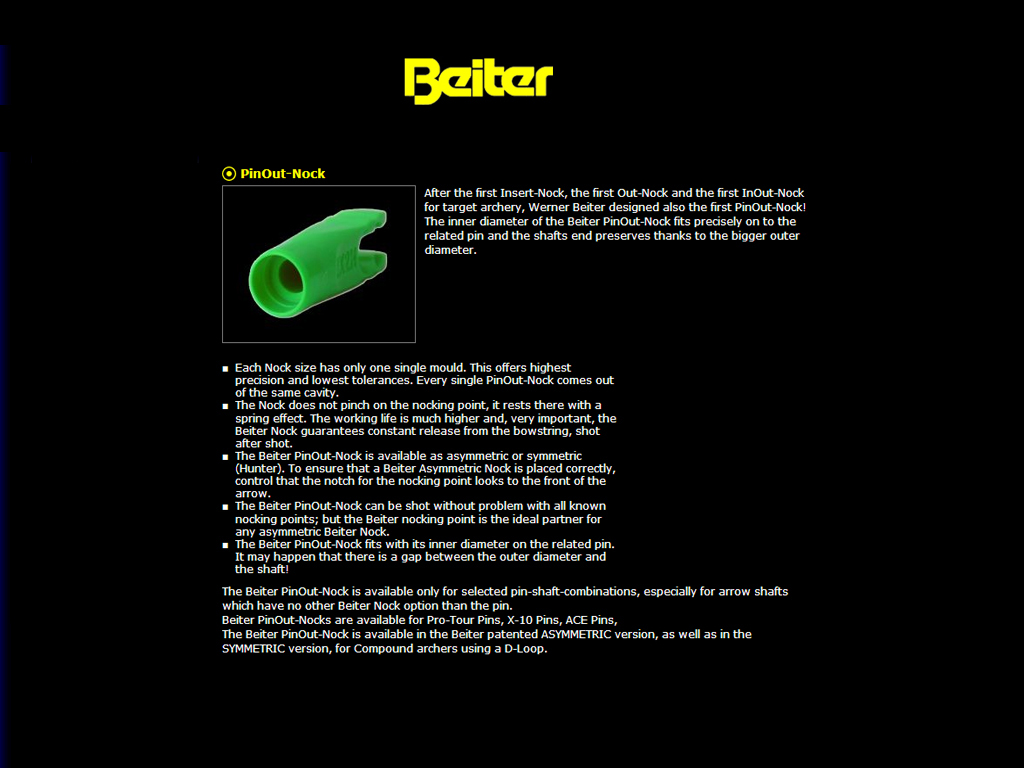 BEITER PIN-OUT Nock 150 HUNTER 25/PK