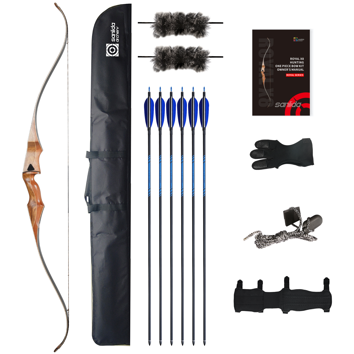 SANLIDA ONE PIECE RECURVE BOWS PACKAGE ROYAL X8 60"