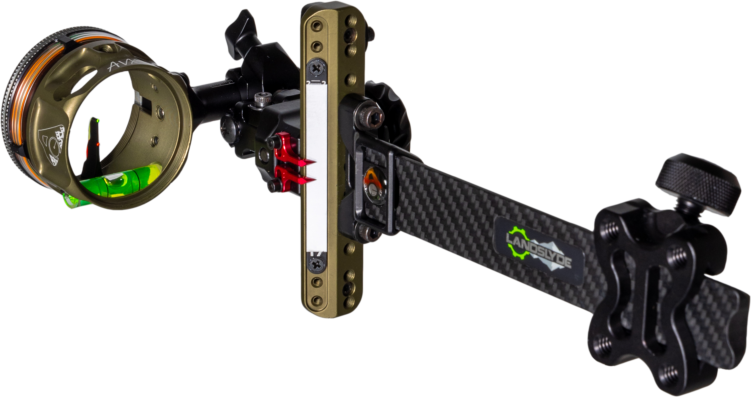 AXCEL LANDSLYDE CARBON PRO SLIDER AVX-41 ZIELFERNROHR RANGER DOPPEL PIN .019 GRUEN/ROT FIBER TACTICAL BOWHUNTING