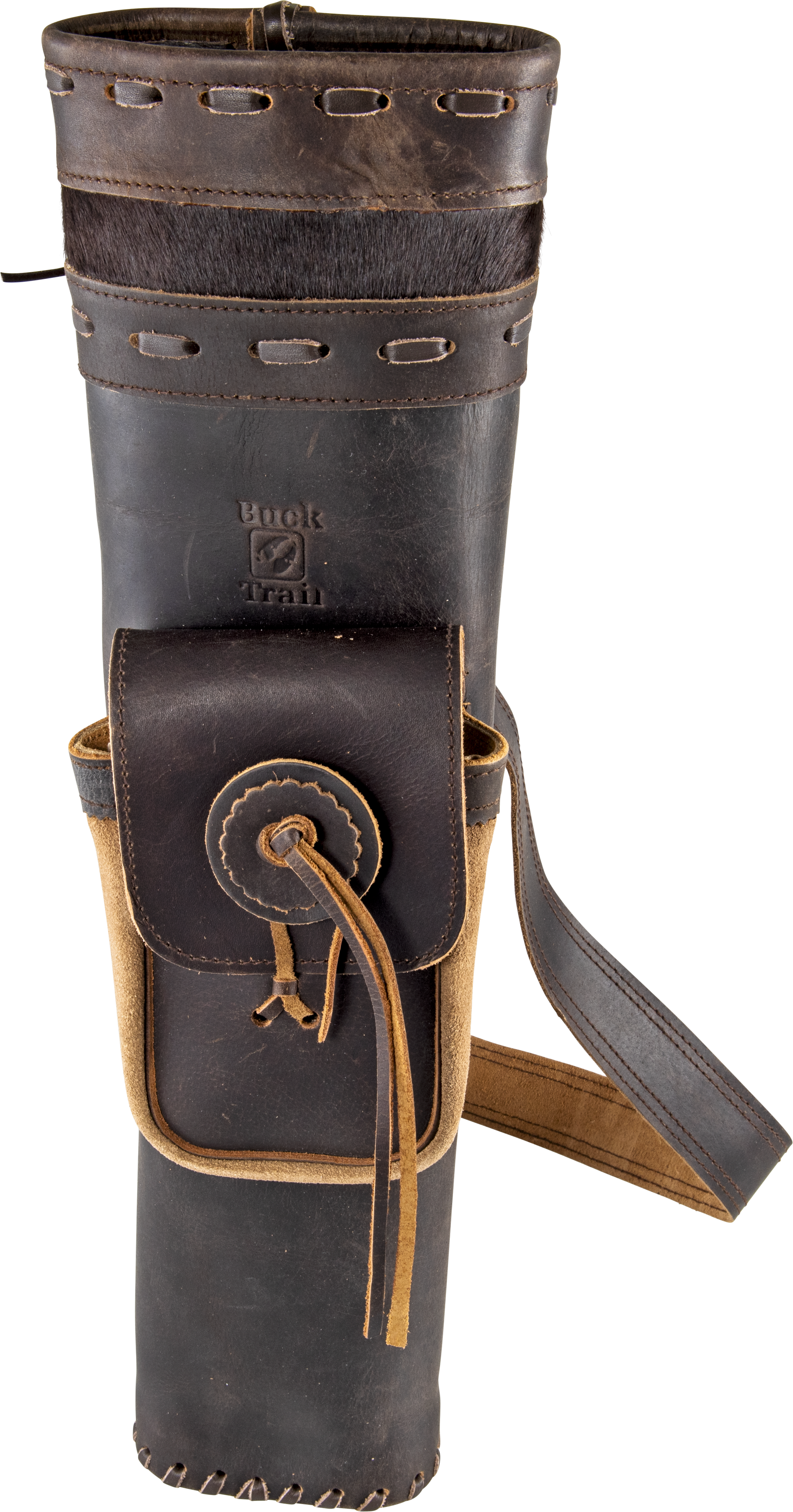 BUCK TRAIL TRADITIONELLER RÜCKENKÖCHER FROSTHIDE 50CM LEDER BRAUN AMBIDEXTROUS