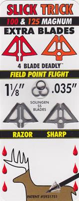 SLICK TRICK XTRA BLADES FOR MAGNUM 1 1/8" 100/125 GR 4pk