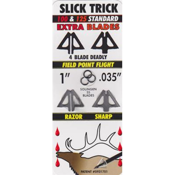 SLICKTRICK JAGDSPITZE TEILE XTRA KLINGEN FÜR STANDARD 1" GR 4pk