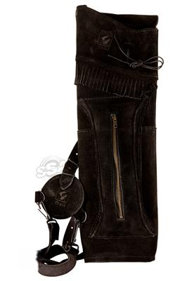 BUCKTRAIL TRADITIONELL RÜCKENKÖCHER CREEK SCHWARZ LH WILDLEDER MIT VORDERTASCHE