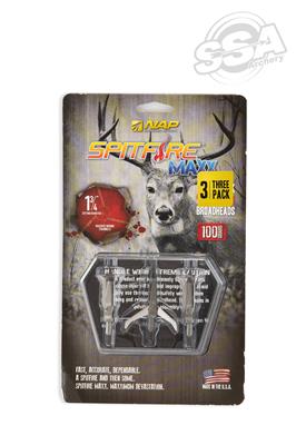 NAP SPITFIRE MAXX W/ TROPHY TIP 100GR 3 BLADE 3/PK EXPANDABLE BROADHEADS